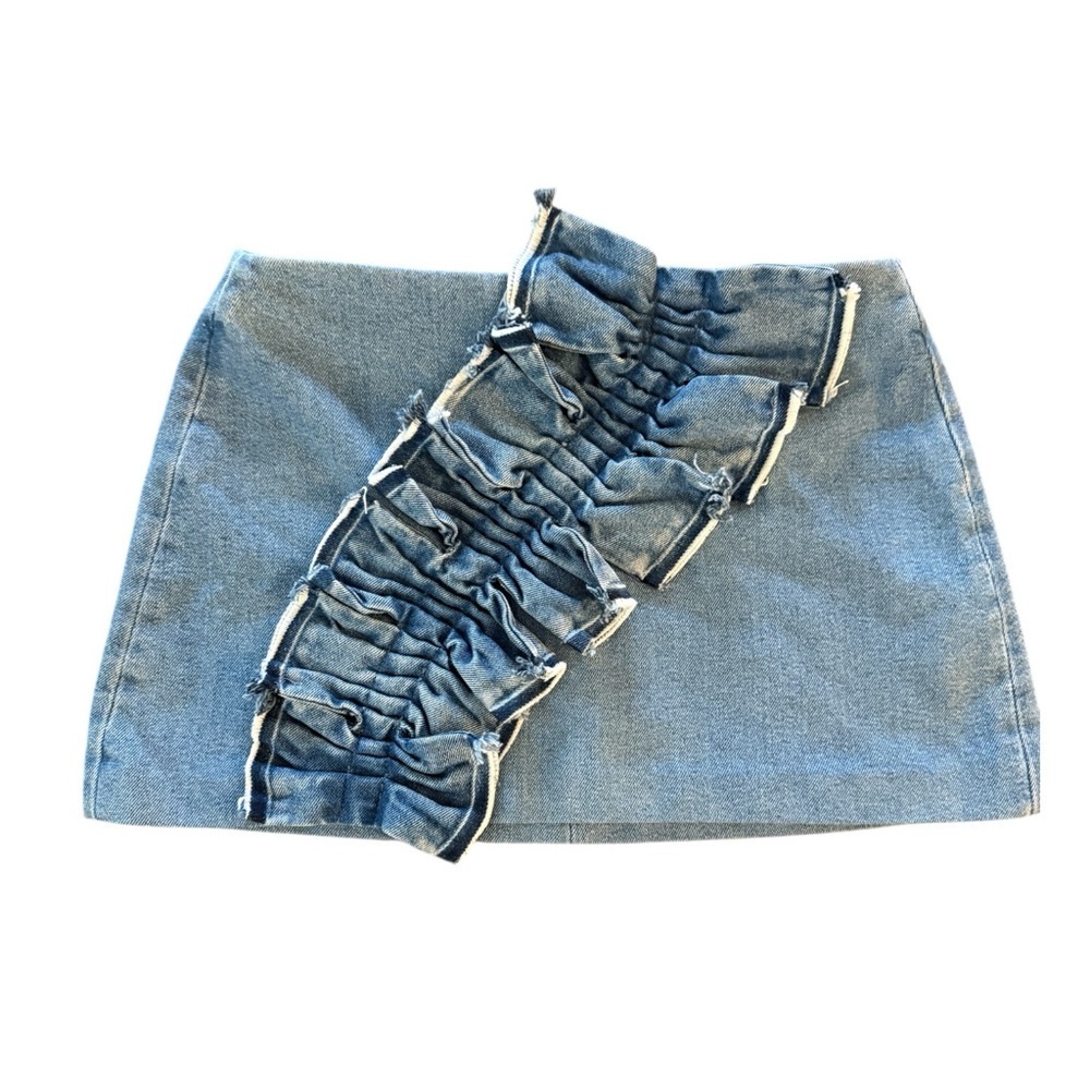 Zara Denim Ruffle Mini Skirt - Picture 4 of 11